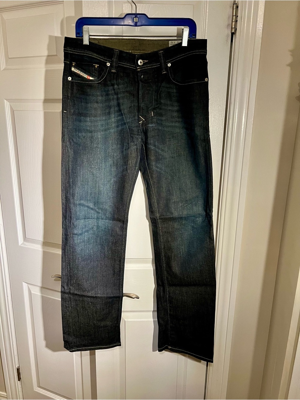 Diesel Men's Straight Jeans in Dark Blue-Black Wash